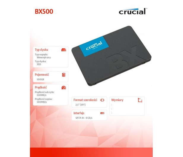 Crucial 500GB 2,5" SATA SSD BX500 - 1066421 - zdjęcie 5